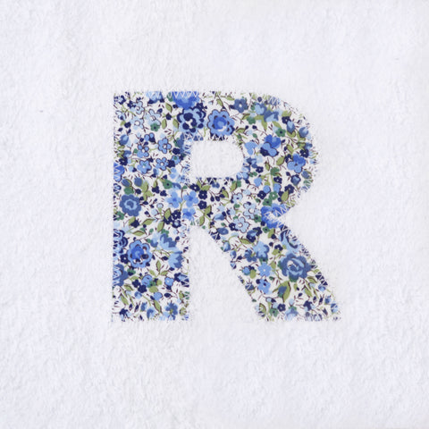 Letter R  Face Cloth in Forget-Me-Never